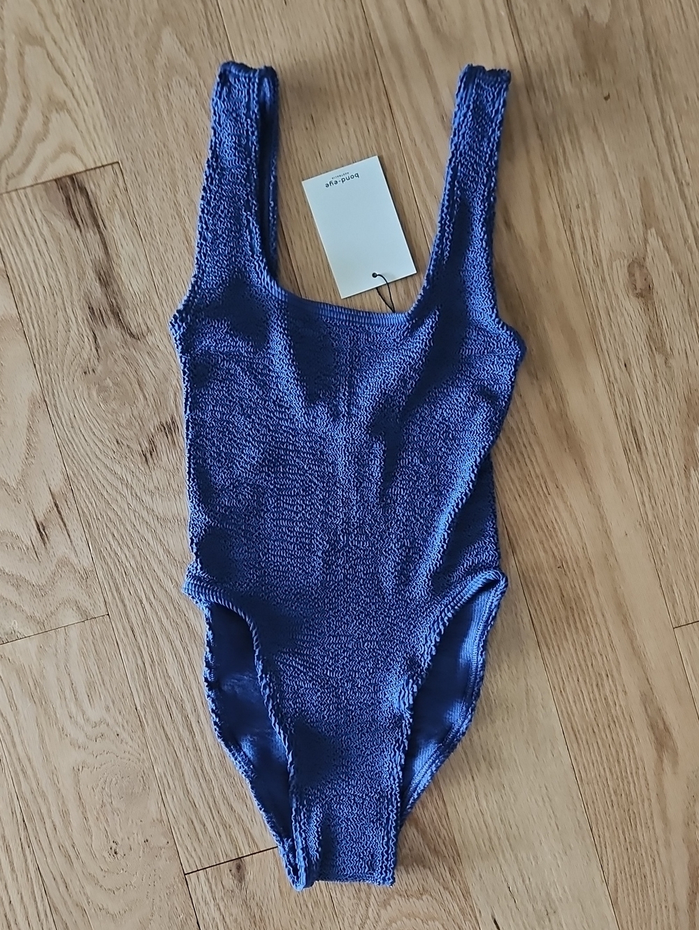 ✨️NWT! Bond-Eye Madison Blue Crinkle One Piece Swimsuit OS - Picture 2 of 7